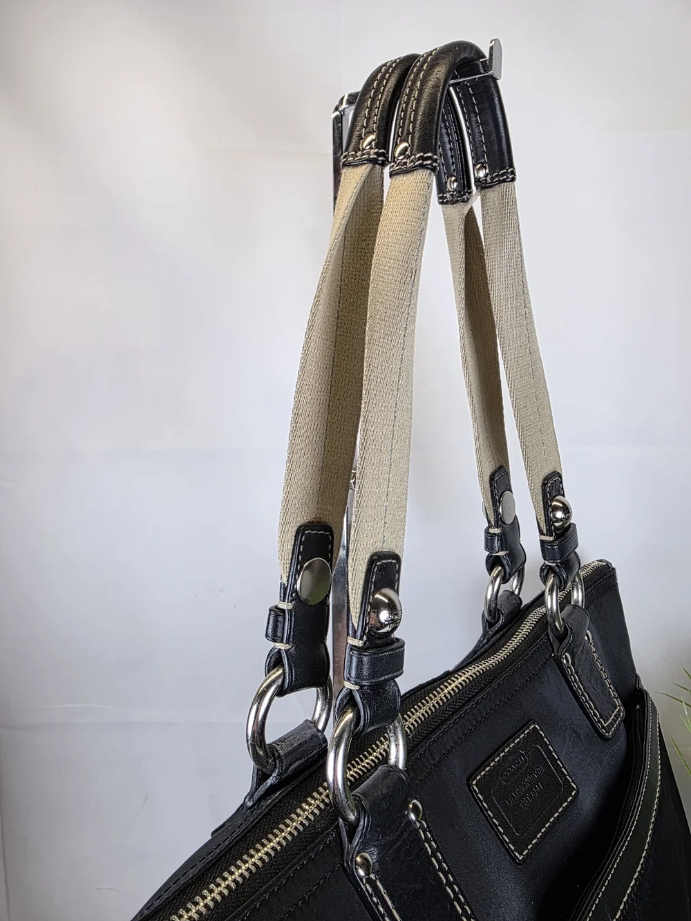 Coach Hampton Black Nylon Shoulder Tote Bag